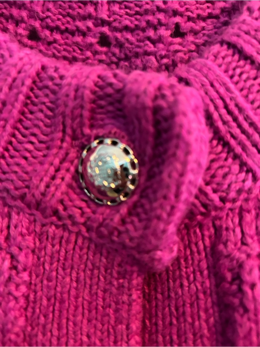 Talbots Fuchsia Button-Up Knit Cardigan - Picture 2 of 3